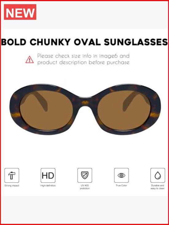 Oval Retro Trendy Sunglasses with UV400 Protection main image 6